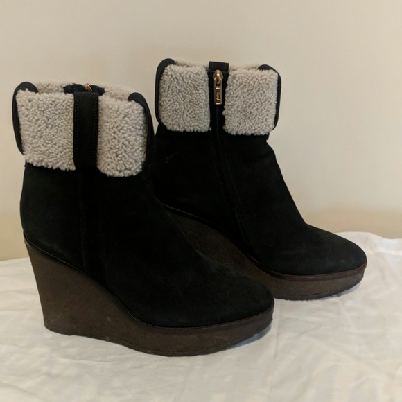 YSL black suede Aspen wedge boots 41 - Picture 2 of 6